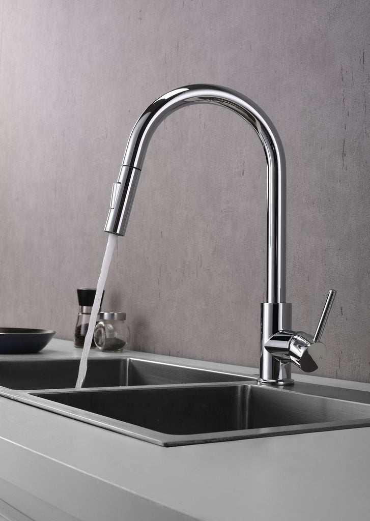 Functional Excellence: Chrome Pull Out Kitchen Faucet with Dual Spray - Optimal Performance in Style